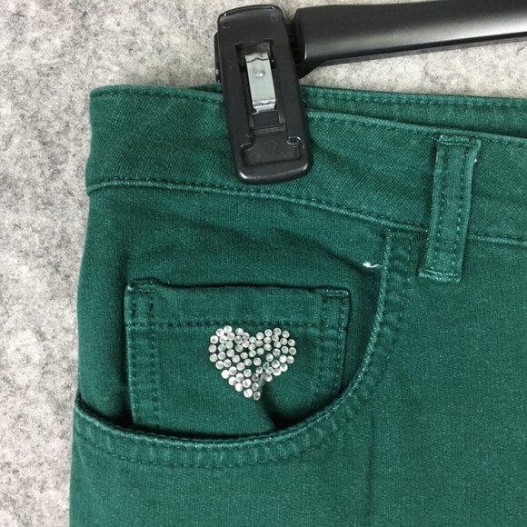 Quacker Factory Dream Jeannes 8 29 High Rise Bootcut Green Stretch Embellished - Picture 4 of 13